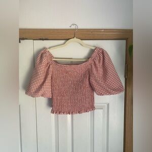 Steven madden crop top/ muted pink checkered top